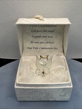 First Communion Glass Angel Keepsake with White Gift Box